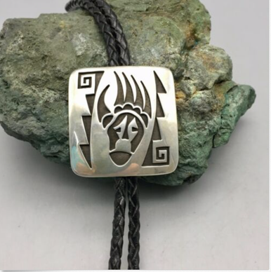 WOW!! Vintage Sterling Silver Hopi Overlay Bolo - By Bernard