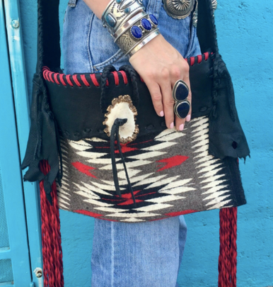 Rustic Ranch Hand Tooled Detail Fringe Messenger Bag, Wild Wild West