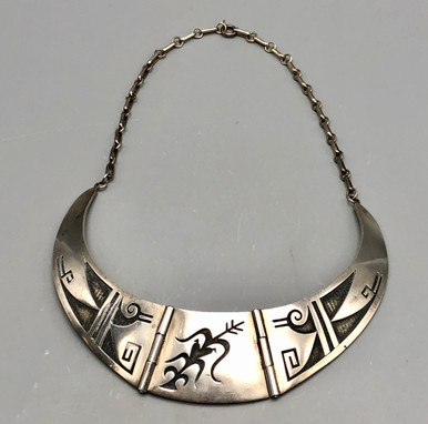 Elegant Hopi Overlay Necklace by Steward Tewawine