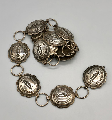 1960s Sterling Silver Link Concho Belt display picture 3