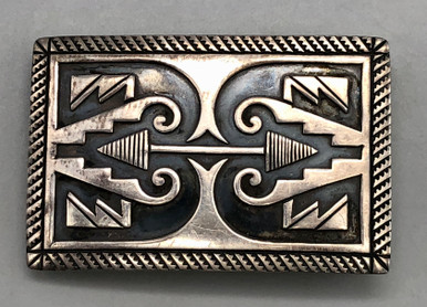 1940-50's Sterling Silver Overlay Belt Buckle