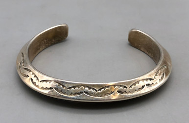 Vintage Triangle Shaped Sterling Silver Bracelet With Stamped