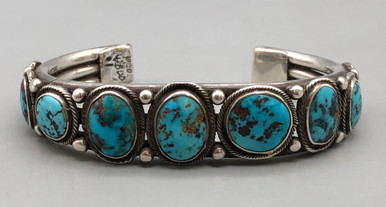 Great Old Handmade 9 Stone Natural Turquoise Bracelet