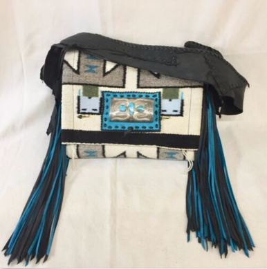 The Western Trading Post, Navajo Textile Purse - Great Leather Fringe and  Trim