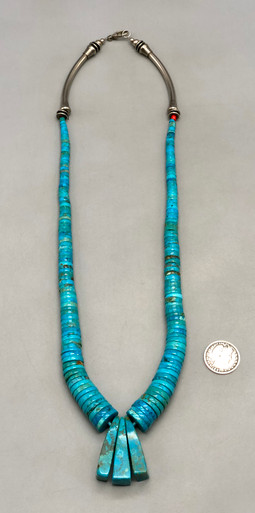 Collier De Perles Turquoise - Longueur 16+3 Pouces Extension - Pierre - Occasion