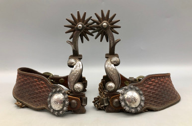 Nice Pair Of California Style Spurs With Straps and Conchos