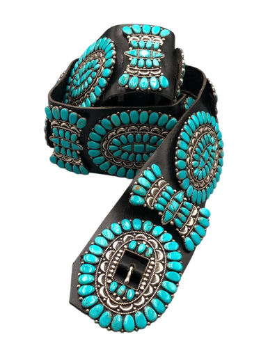 Turquoise Cluster Concho Belt display picture 1
