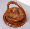 Folding collapsible wooden basket 12 inch with 3 heart compartments