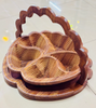 18 inch collapsible folding wooden basket - 5 decorative compartments
