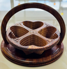 Collapsible Wooden Basket 14 inch - 4 heart compartments - upright