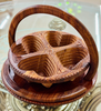Collapsible Wooden Basket 14 inch with 4 heart shapped compartments