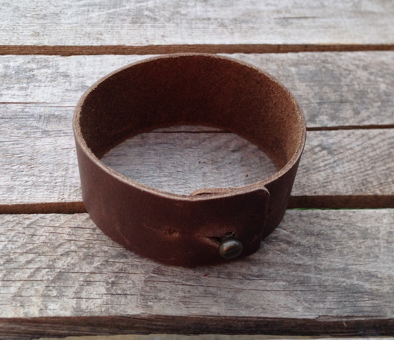 Wide leather wrist band - engravable