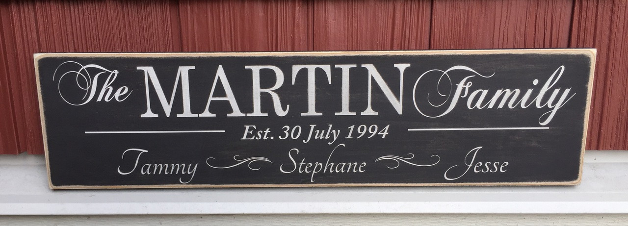 rustic family established wood sign