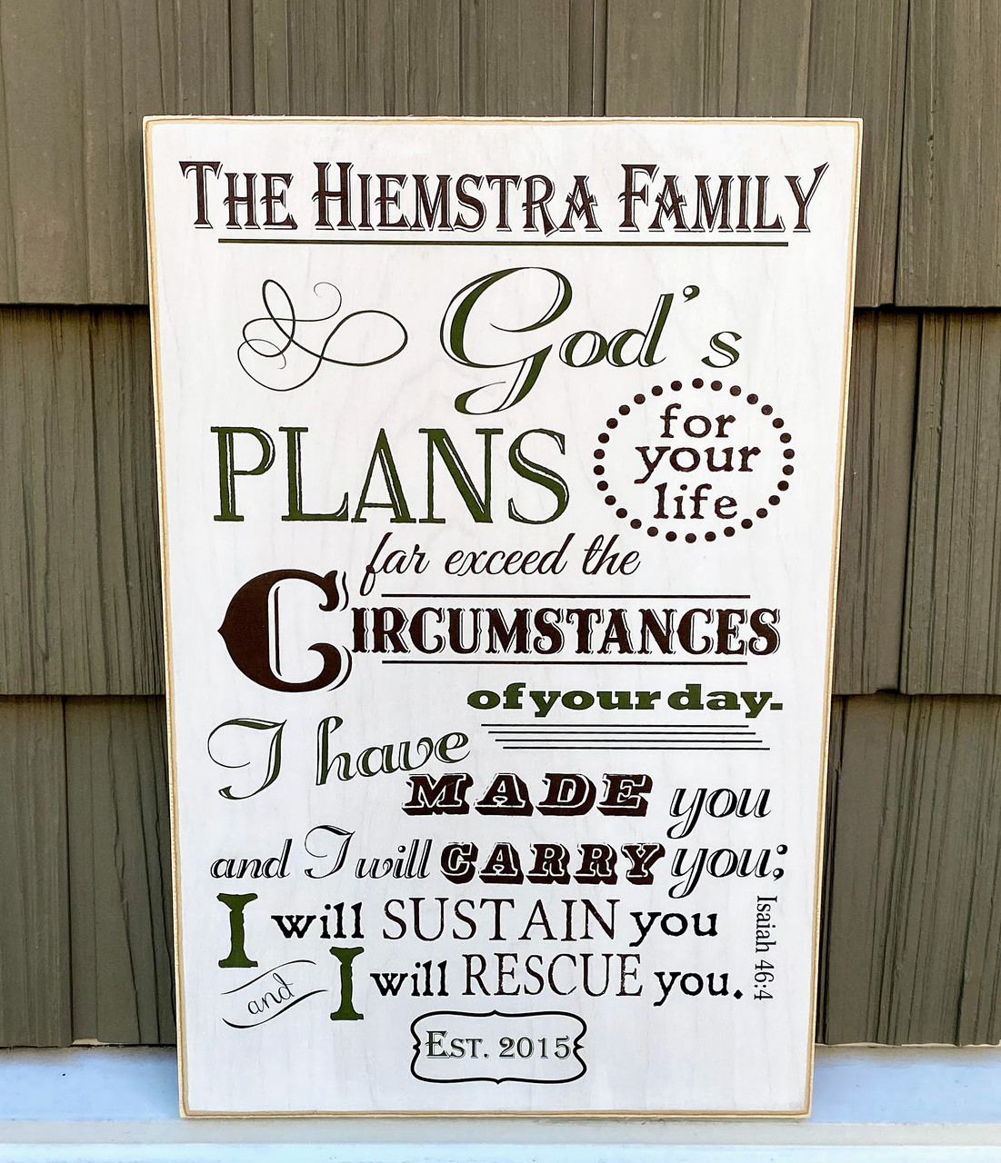 Personalized Family Sign - God's Plans For Your Life. Isaiah 46:4