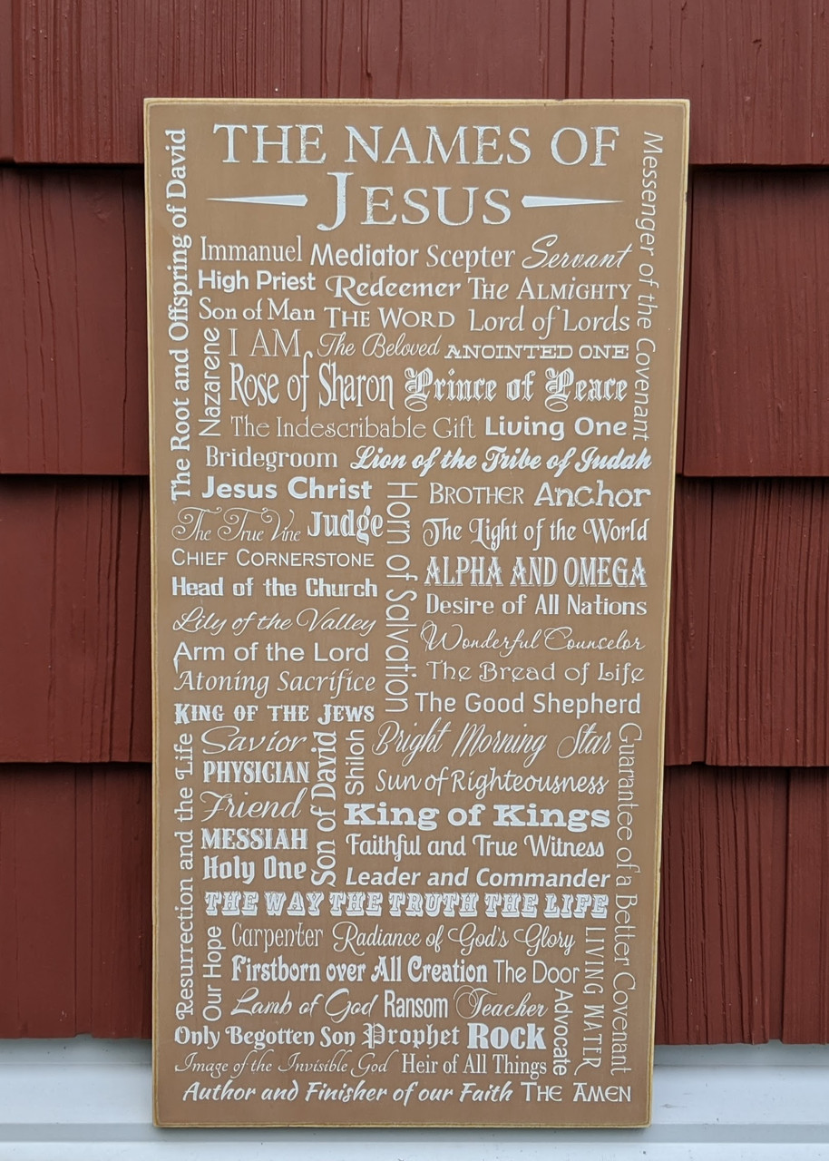 The Names or Jesus wood sign