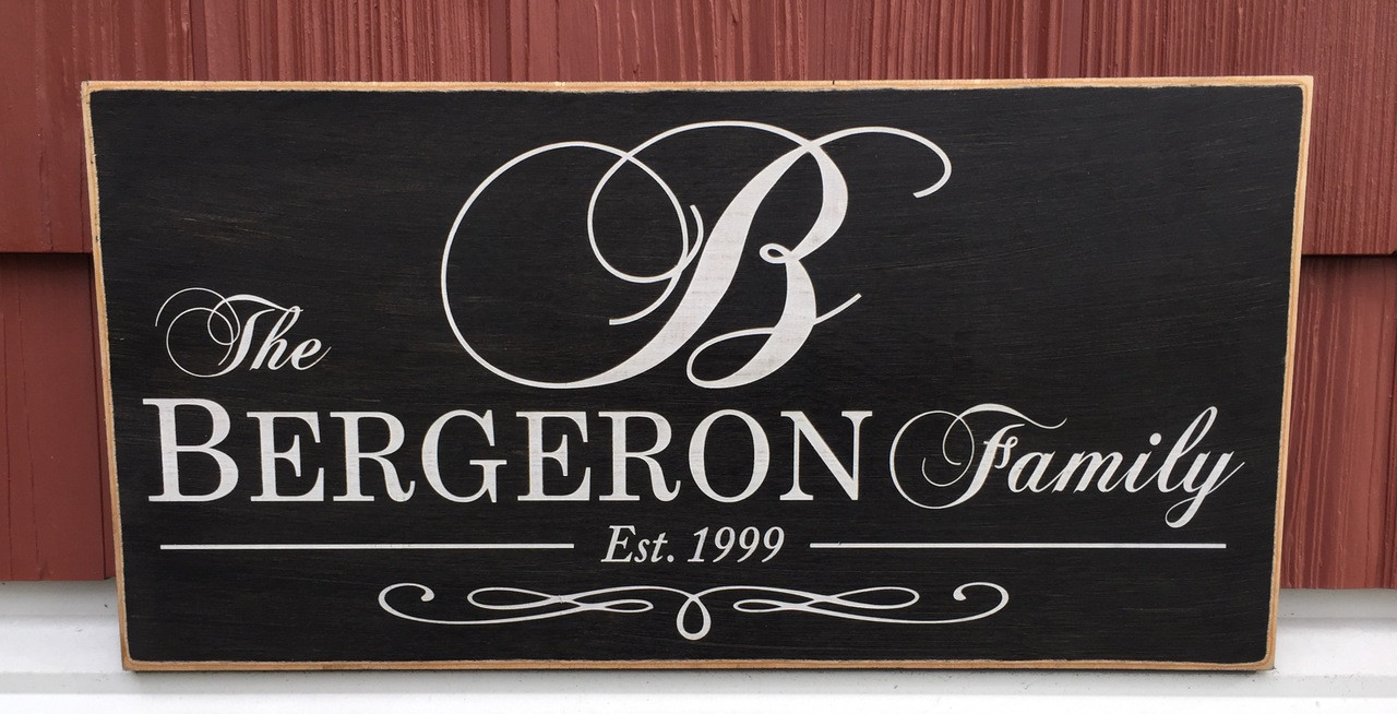 Monogram Family Sign with Establishment