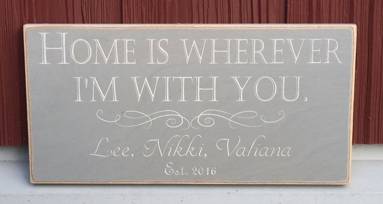 Home Is Wherever I'm With You personalized name sign