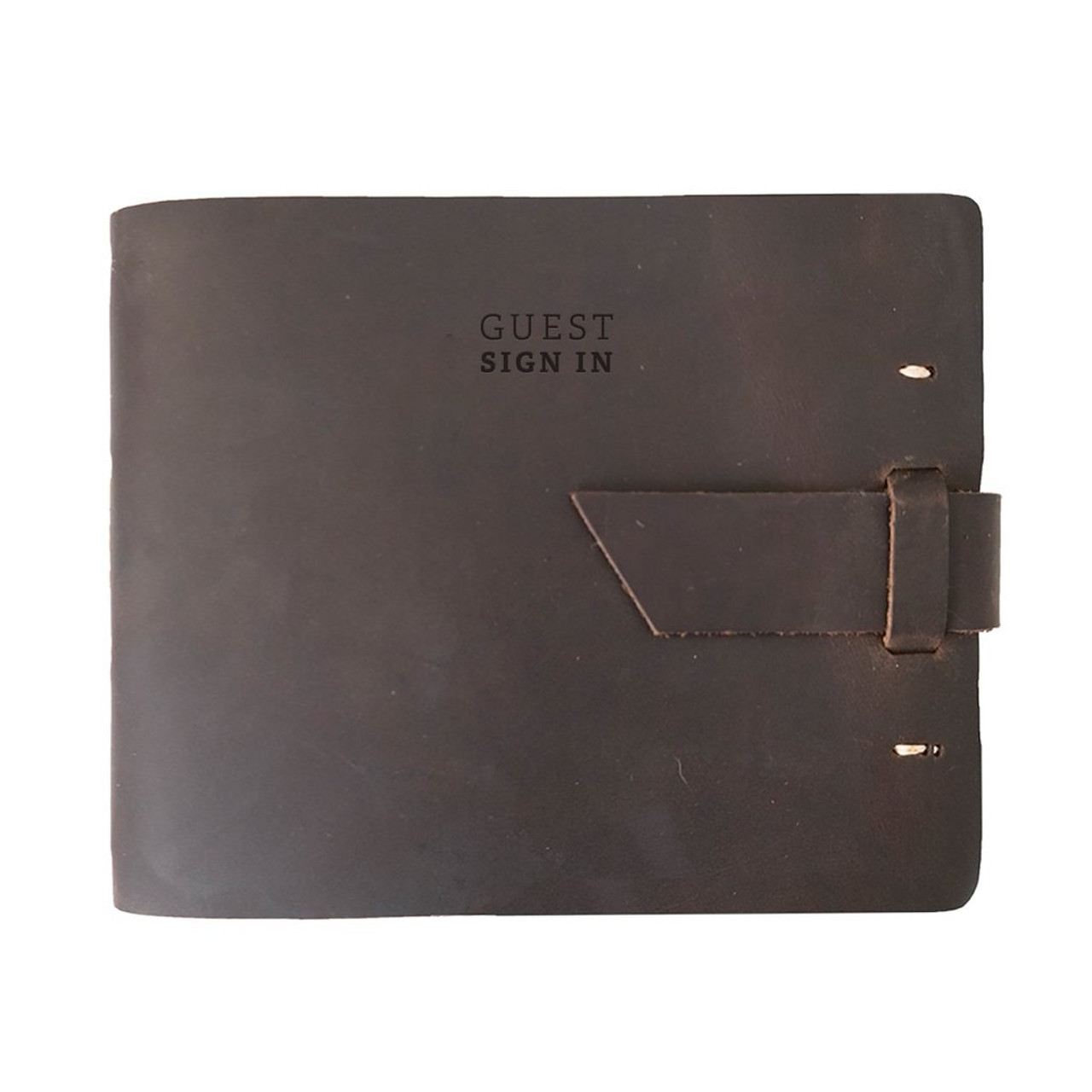 Rustico Leather Guest Book - Dark Brown