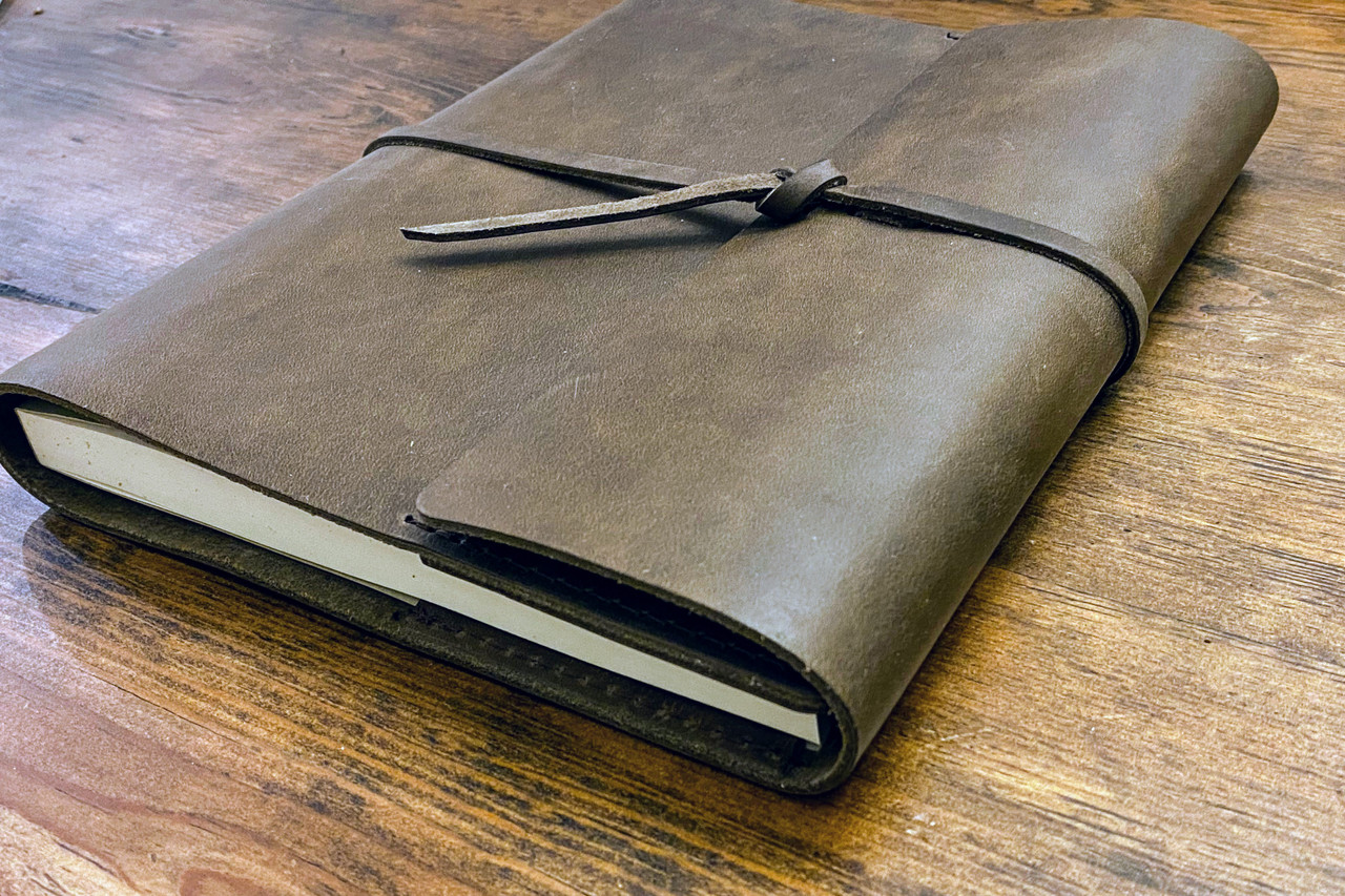 Leather Writers Log notebook - Corner View