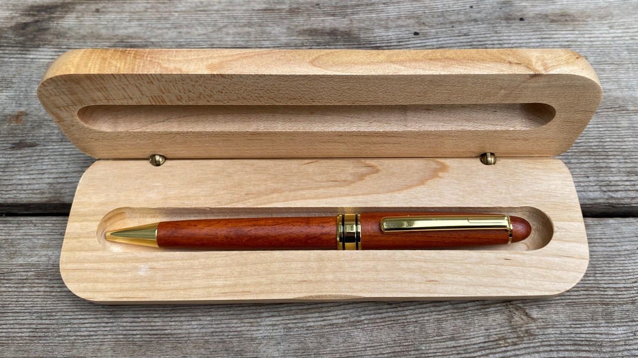 Maple Case with Rosewood Pen - Engravable