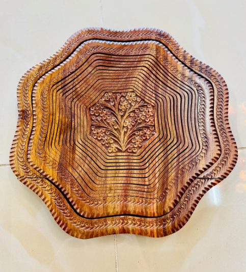 Collapsible Wooden Basket 14 inch Flower - Flat