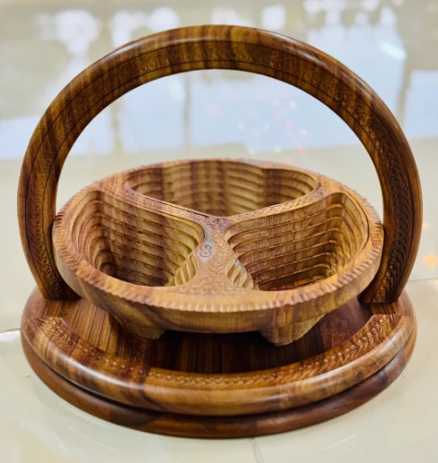 Collapsible Wooden Basket 14 inch Angel Wings