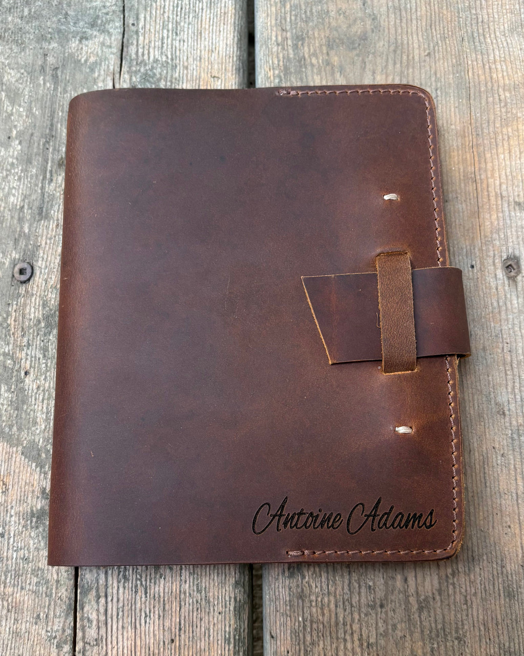 Switchback Leather Journal - Personalized with Alex Brush Font Engraving