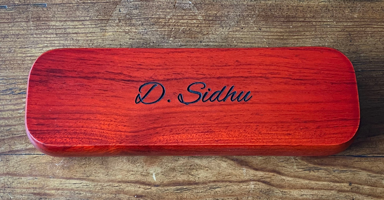 Rosewood Pen Box with Alexa Brush Font Engraving