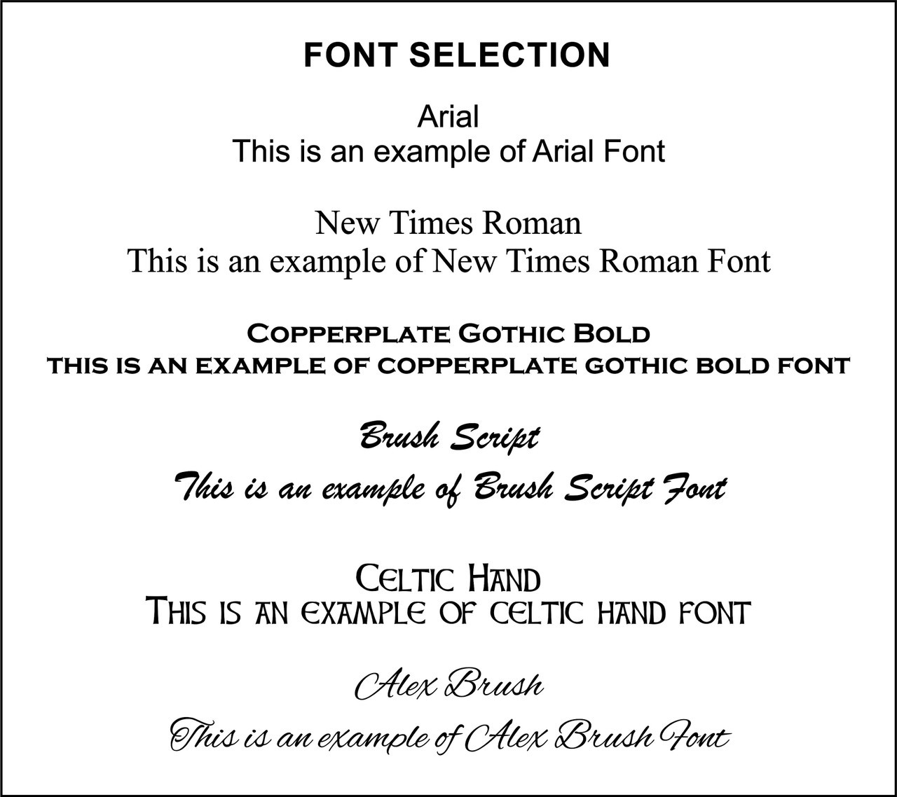 font selection