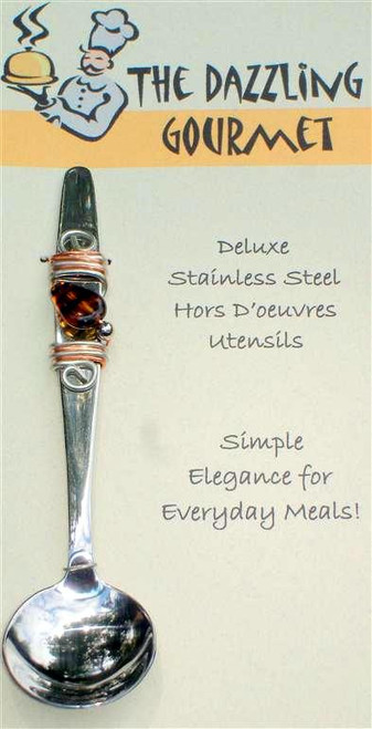 Condiment Spoon with Tortoise Shell Bead