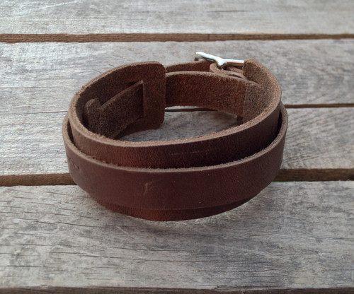 buckle leather wrist band dark leather