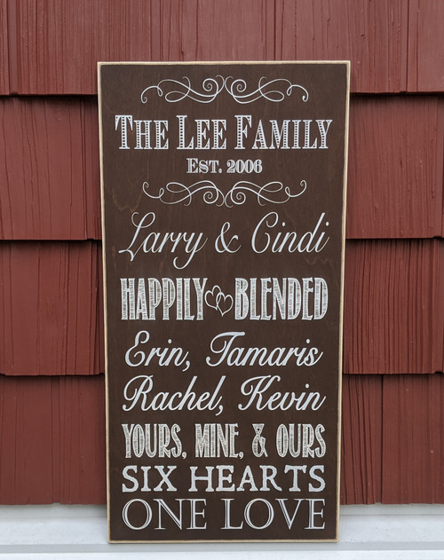 Happily Blended Family Personalized Family Sign