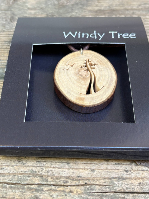 Two Are One Evergreen Tree with Birds Wood Pendant by Windy Tree Artisan