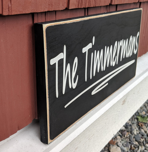 Family Name Wood Sign - side view