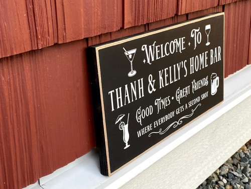 Custom wood personalized home bar sign