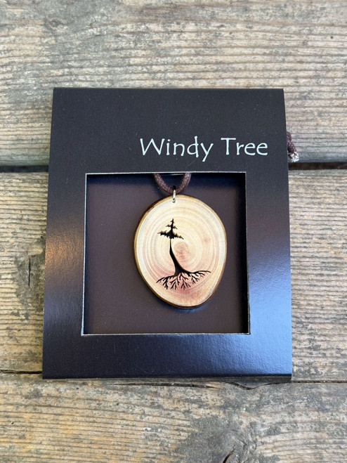 Evergreens with Roots Wood Pendant by Windy Tree