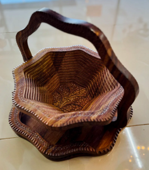 Collapsible Wooden Basket 14 inch Flower