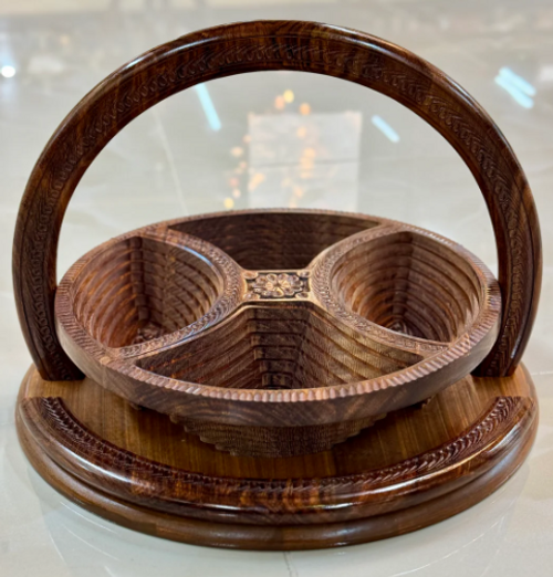 Collapsible Wooden Basket 14 inch with 4 compartments