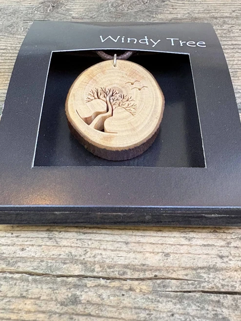 Two Are One Arbutus Trees Wood Pendant by Windy Tree - Depth View