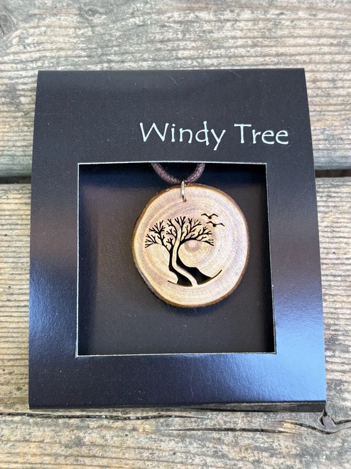 Two Are One Arbutus Trees With Birds Wood Pendant by Windy Tree Artisan