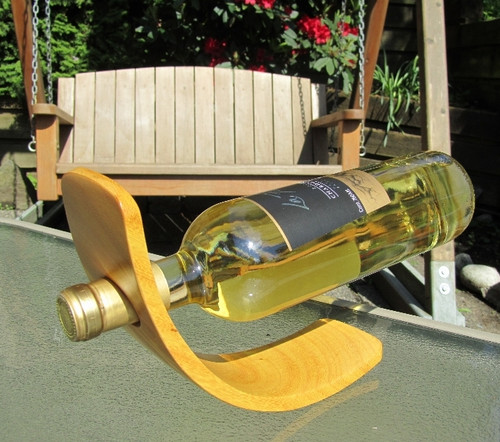 Curved Fustic Wood Wine Bottle Holder