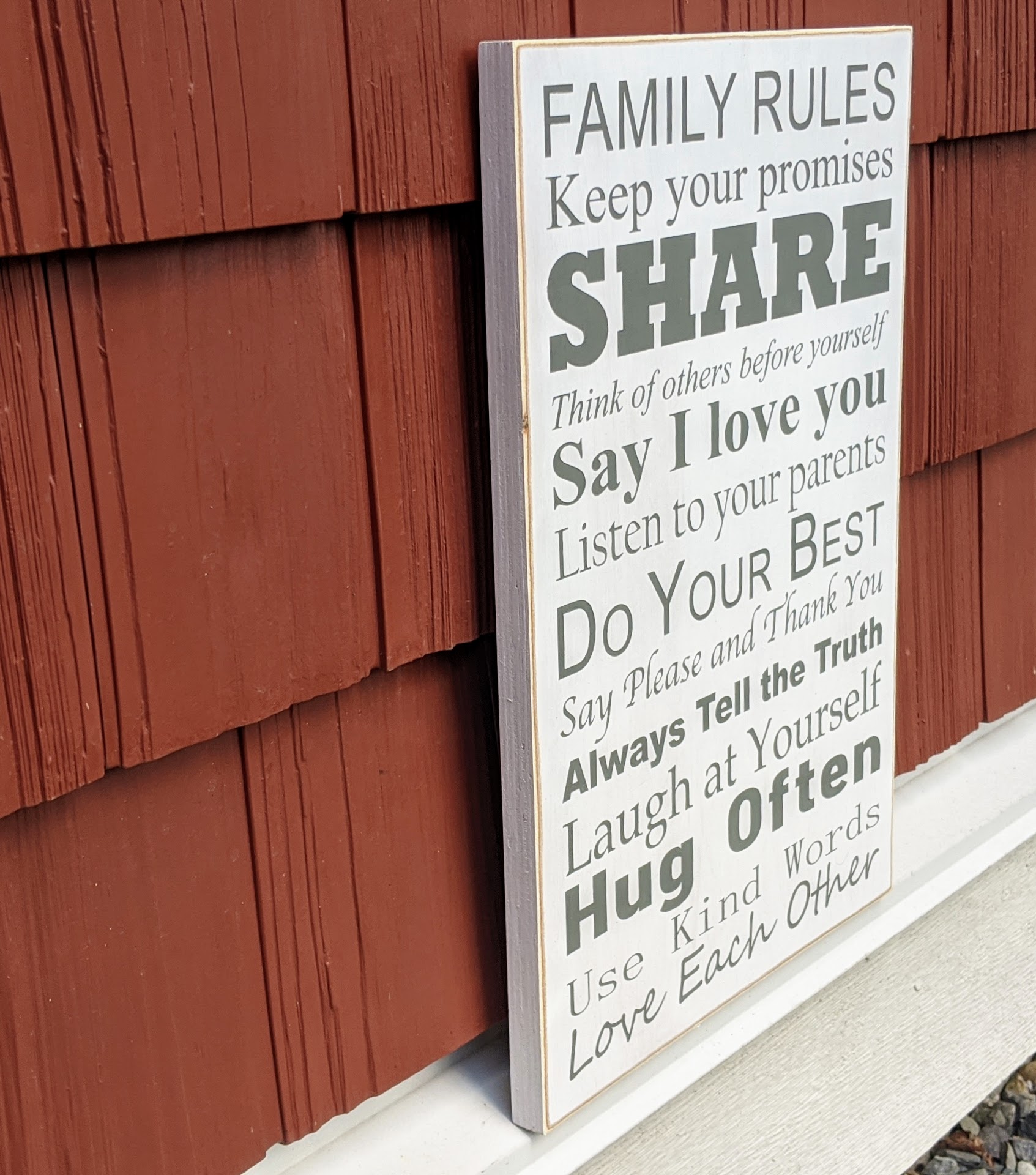Family Rules Sign Side View Family Rules Sign Side View