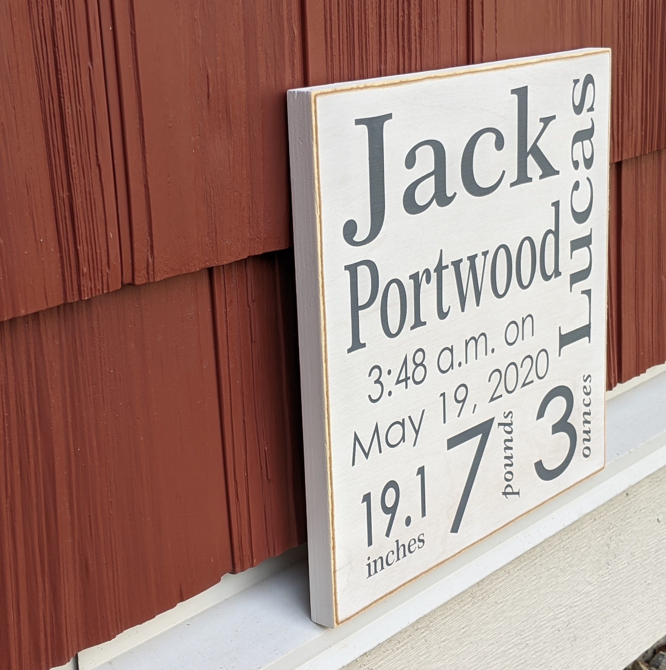 Baby Stats Sign - Side View