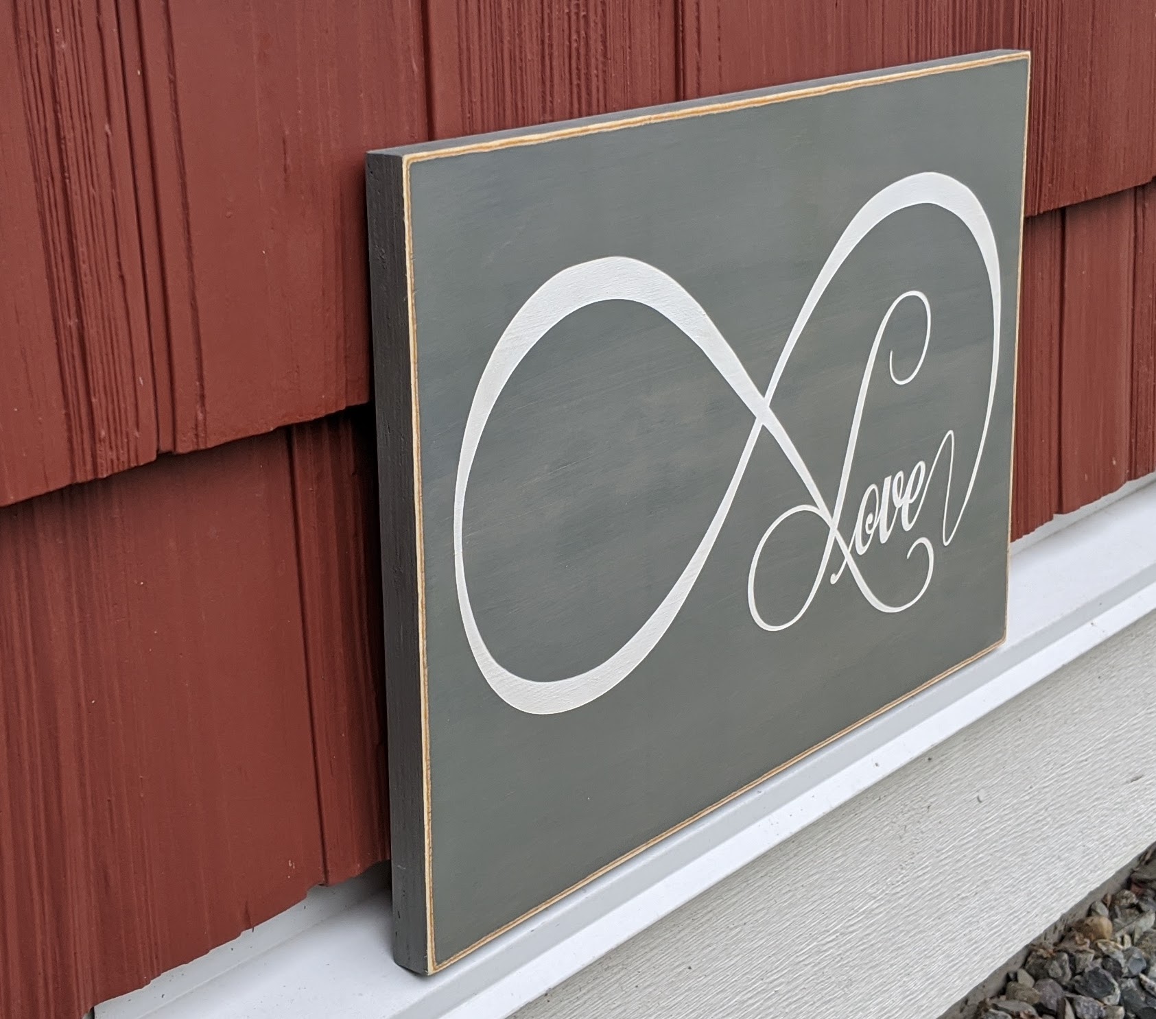Love Eternity wood sign - side view Love Eternity wood sign - side view