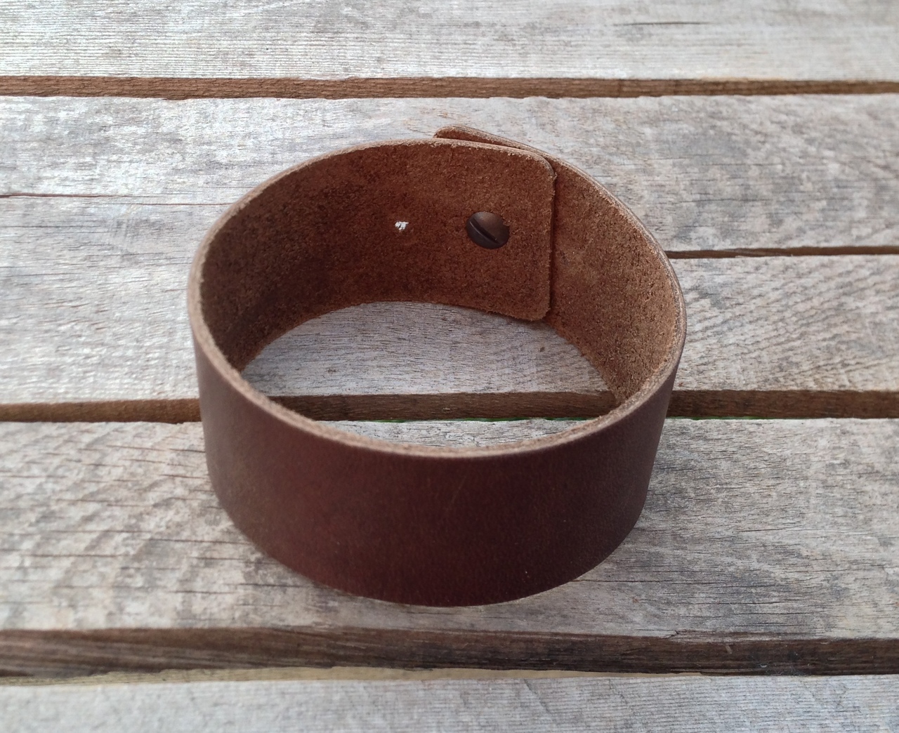 Wide leather wrist band