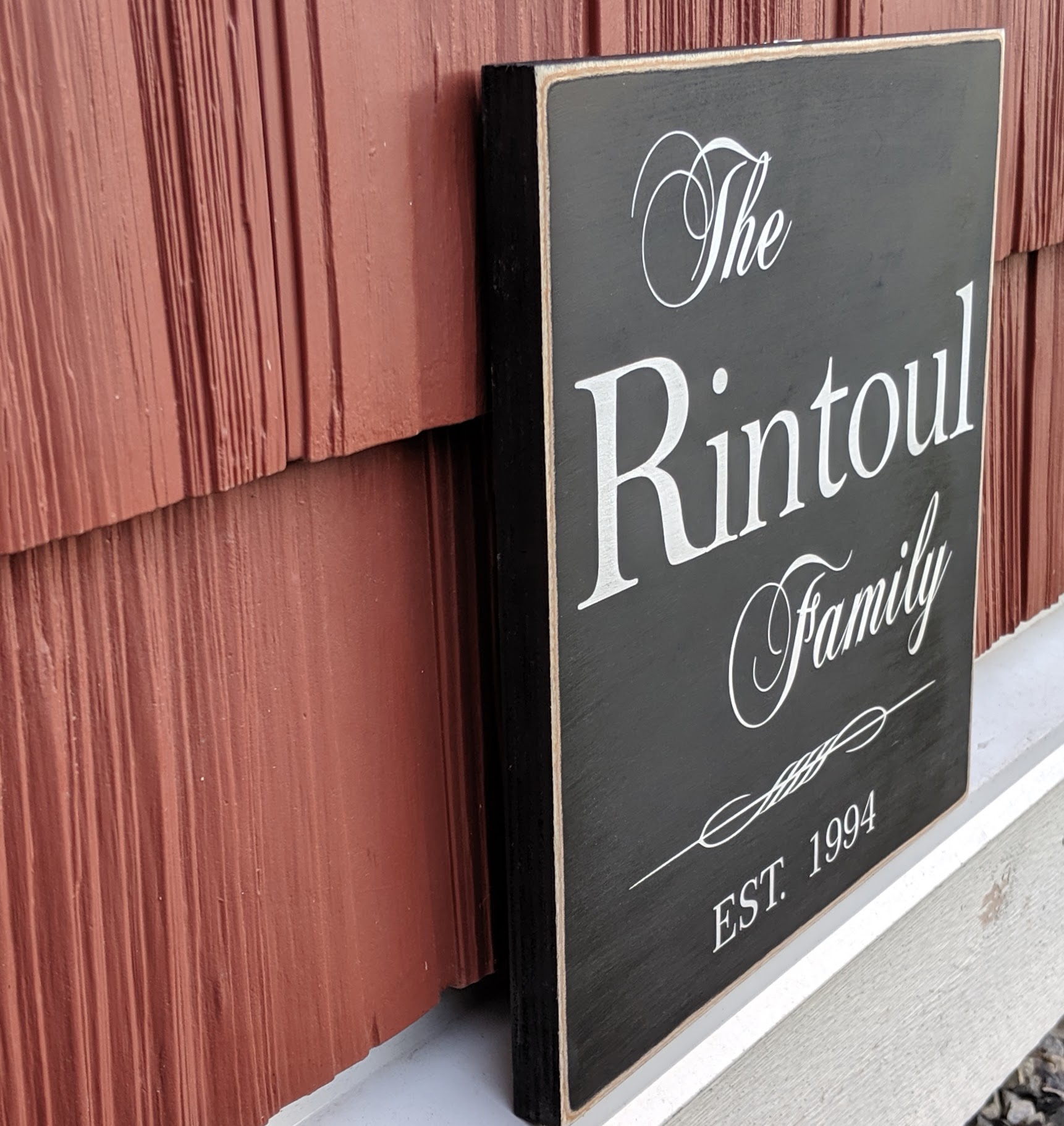 Personalized family sign with established year - side view Personalized family sign with established year - side view