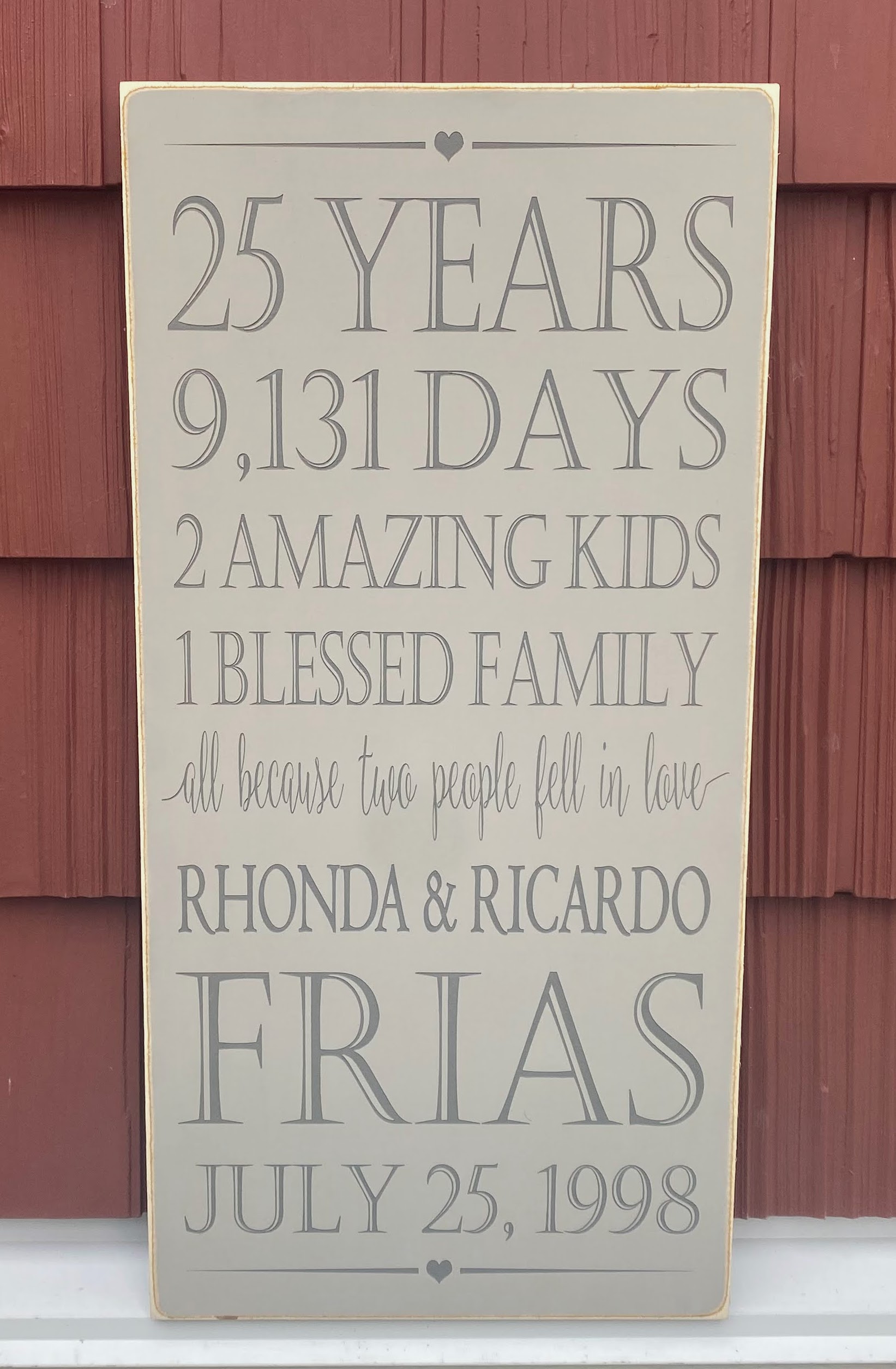 Silver 25th anniversary personalized sign Silver 25th anniversary personalized sign