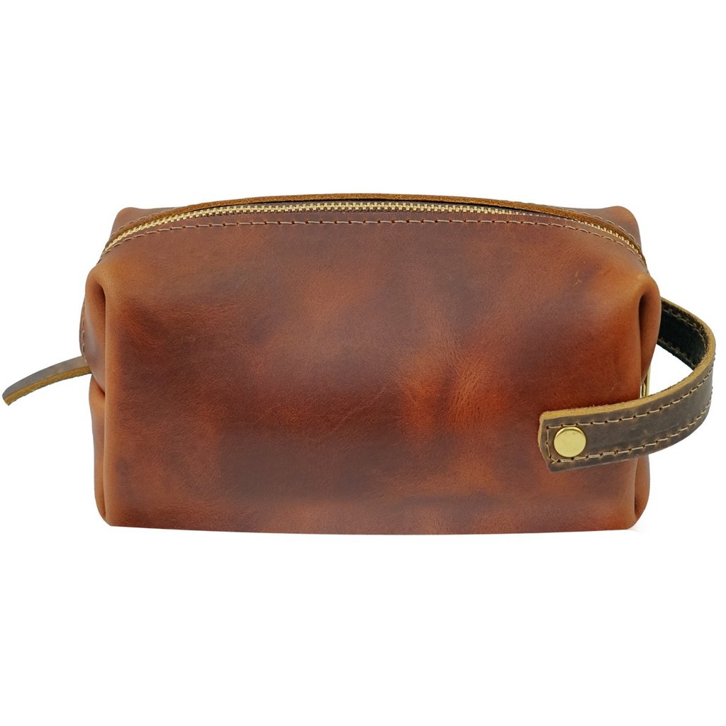 Large Leather Pouch - Saddle - High Line by Rustico - side view