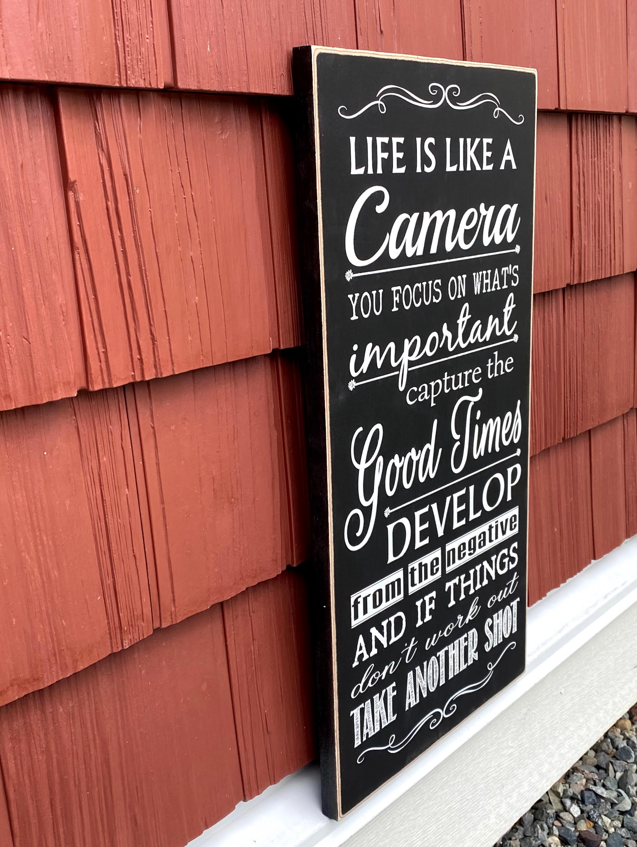 Life is like a camera - wood sign Life is like a camera - wood sign
