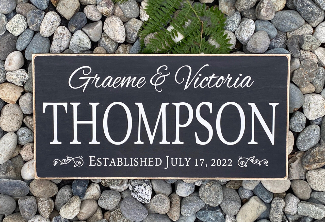 Custom Wood Sign with First & Last Name and Established Date Custom Wood Sign with First & Last Name and Established Date